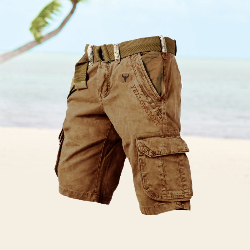 Belted Cargo Shorts for Men - Knee Length Multi-Pocket - Image 7