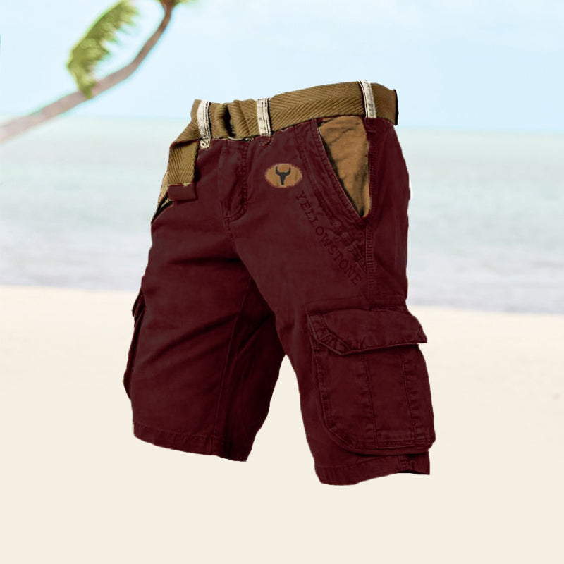 Belted Cargo Shorts for Men - Knee Length Multi-Pocket - Image 8