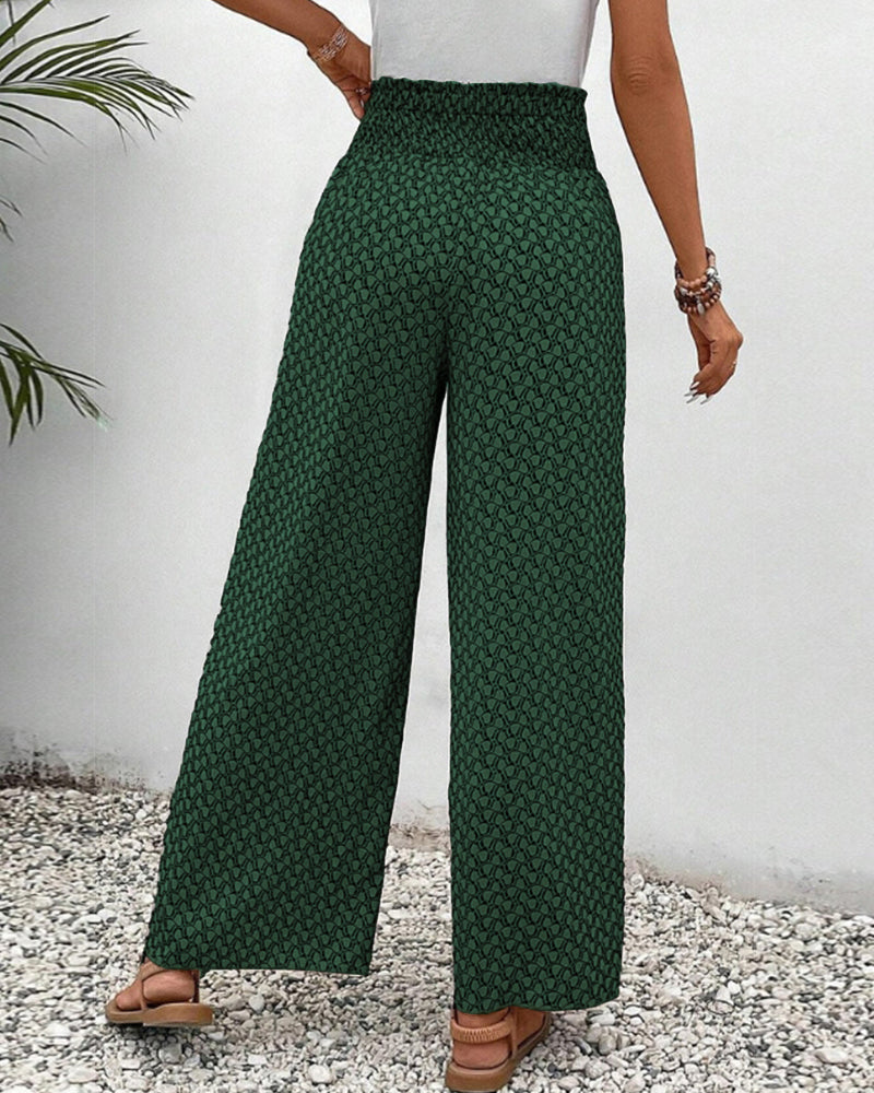 Wide Leg Palazzo Pants for women - High Waisted Elastic Waist Drawstring - Relaxed Fit Printed - Image 12