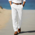 Relaxed Fit Straight Leg Pants for Men - Flat Front Casual - Image 2