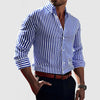 Striped Button-Down Shirt for men - Long Sleeve Slim Fit - Spread Collar Buttoned Cuffs - Image 1