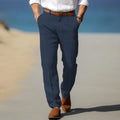 Relaxed Fit Straight Leg Pants for Men - Flat Front Casual - Image 4