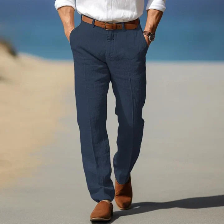 Relaxed Fit Straight Leg Pants for Men - Flat Front Casual - Image 4