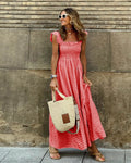 Gingham Maxi Dress for Women - Smocked Tiered - Image 6