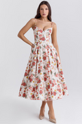 A-Line Midi Dress for Women - Spaghetti Strap Bustier Bodice - Image 5