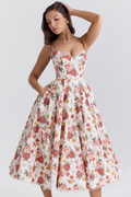 A-Line Midi Dress for Women - Spaghetti Strap Bustier Bodice - Image 8