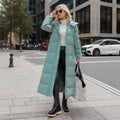 Quilted Long Puffer Coat for Women - Hooded - Image 2