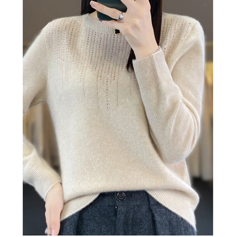 Crewneck Embellished Sweater for Women - Relaxed - Image 8