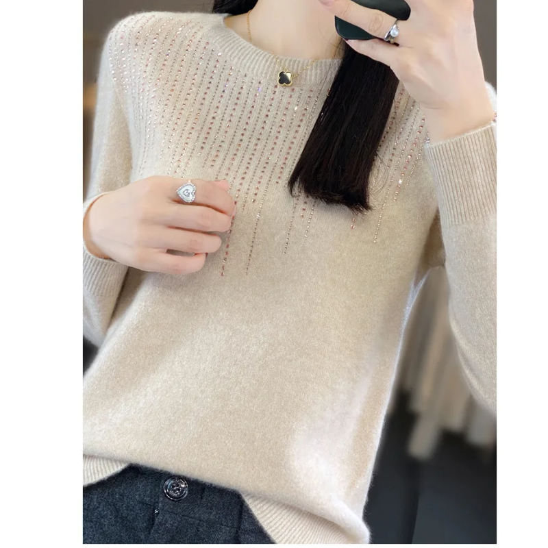 Crewneck Embellished Sweater for Women - Relaxed - Image 9