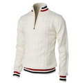 Cable Knit Quarter Zip Sweater for Men - Striped - Image 2