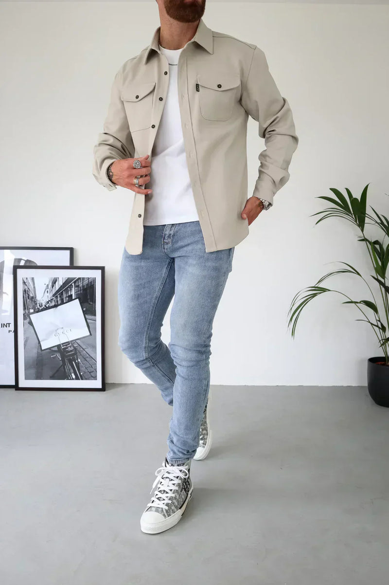 Shirt Jacket for Men - Button-Up Overshirt - Long Sleeve Chest Pocket - Image 13