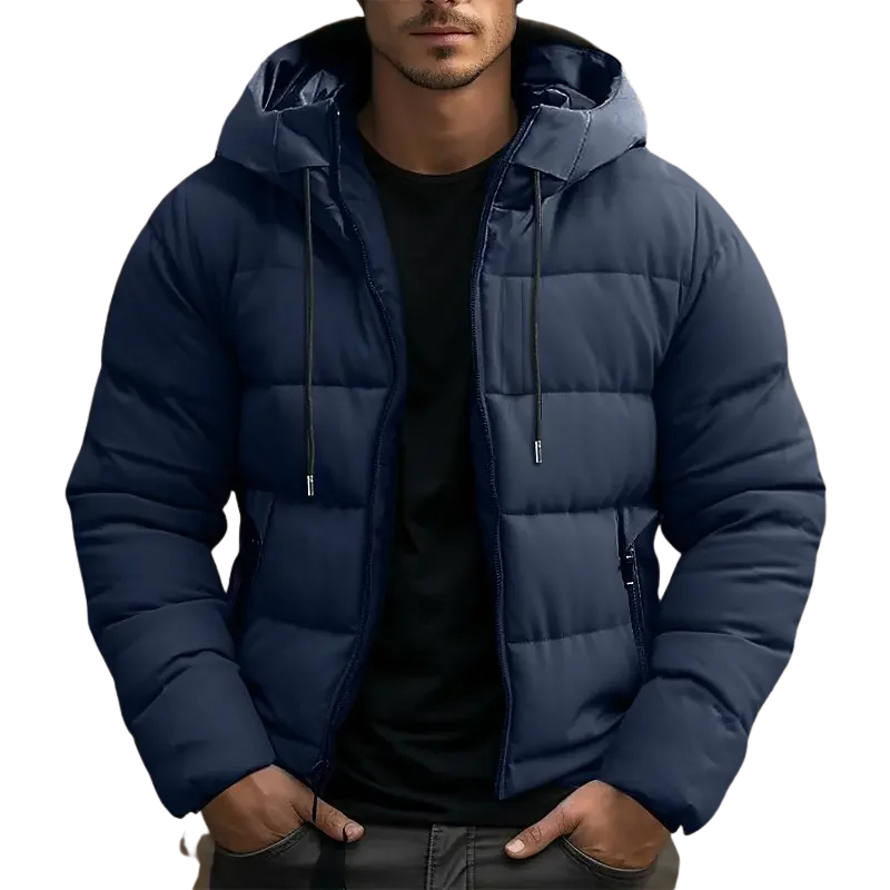 Hooded Puffer Jacket for Men - Zip Front - Image 1