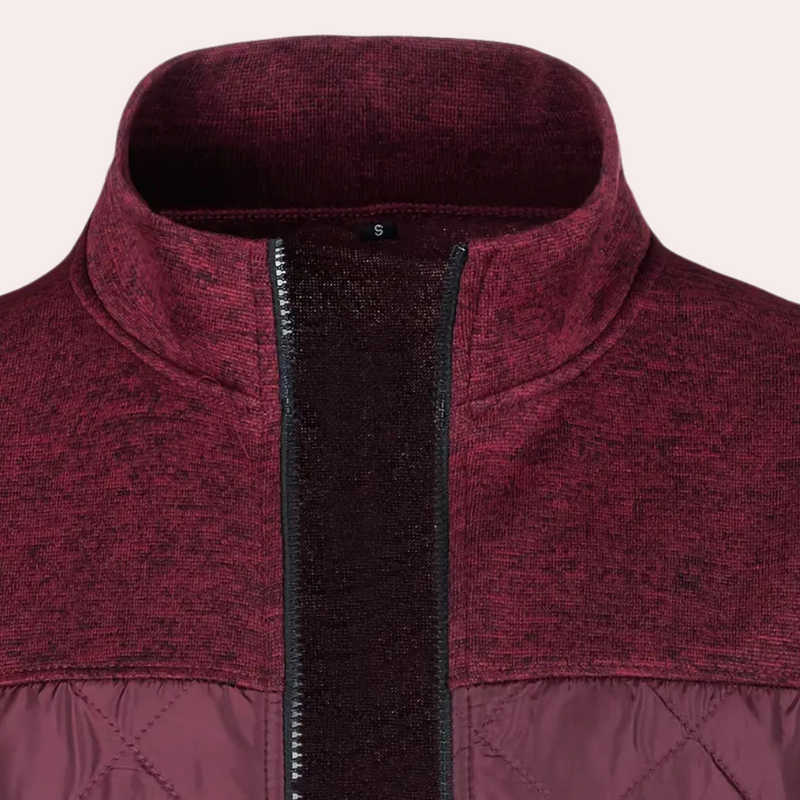 Quilted Full Zip Jacket for Men - Stand Collar - Image 3
