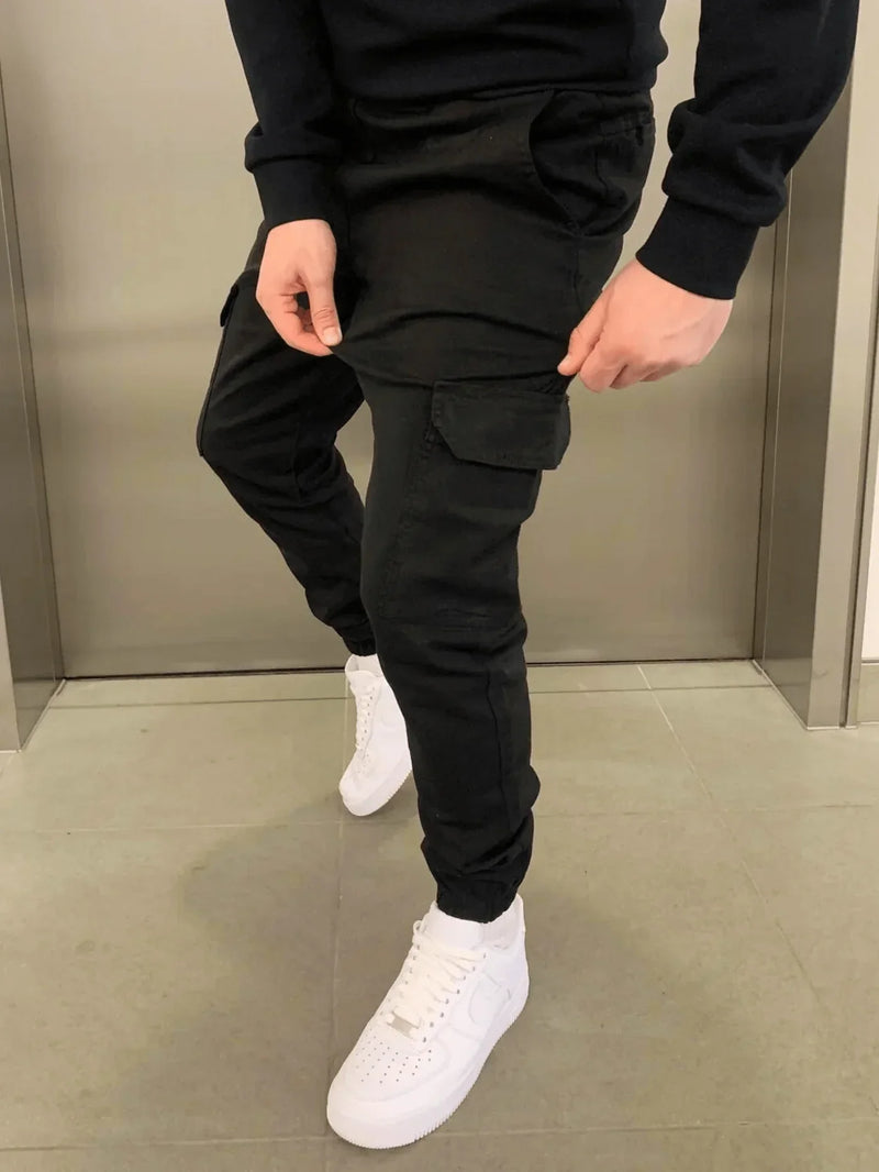 Cargo Jogger Pants for men - Slim Fit Ankle Cuffs - Utility Multiple Pockets Drawstring Pants - Image 3