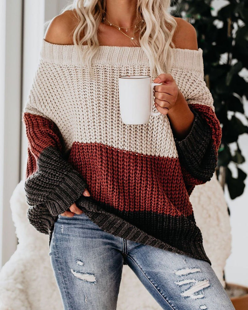 Color Block Sweater for Women - Oversized - Image 2