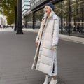 Quilted Long Puffer Coat for Women - Hooded - Image 4