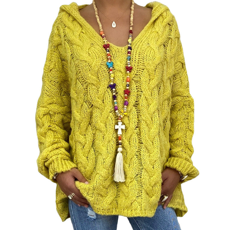 Cable Knit Sweater for Women - Hooded - Image 2