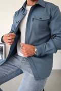 Shirt Jacket for Men - Button-Up Overshirt - Long Sleeve Chest Pocket - Image 18