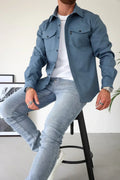 Shirt Jacket for Men - Button-Up Overshirt - Long Sleeve Chest Pocket - Image 20