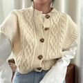 Cable Knit Vest for Women - Button Front - Image 2