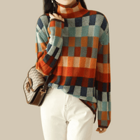 Pullover Sweater for Women - Color Block - Image 2