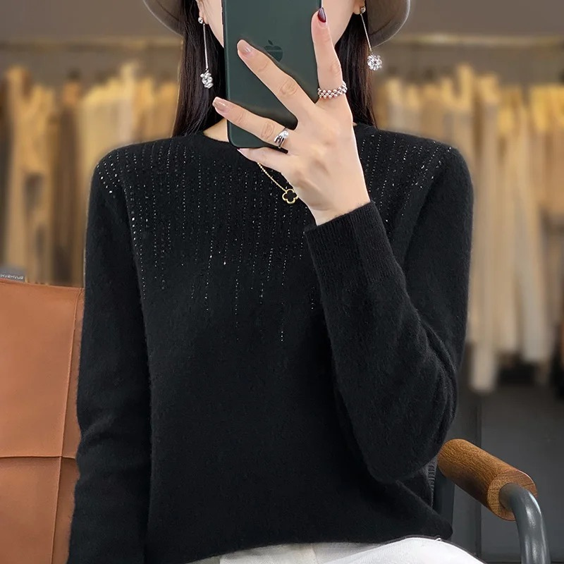 Crewneck Embellished Sweater for Women - Relaxed - Image 2