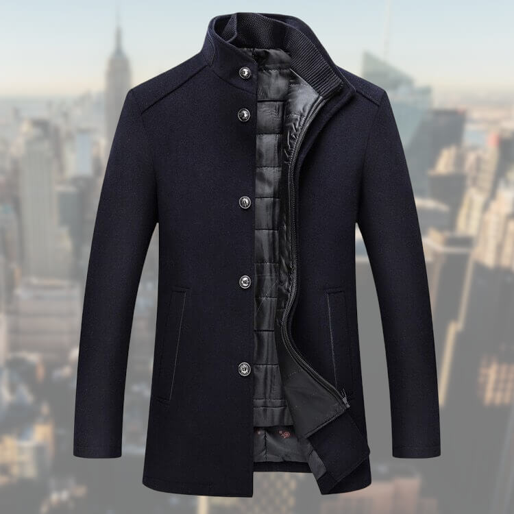 Button Front Overcoat for Men - Stand Collar - Image 3