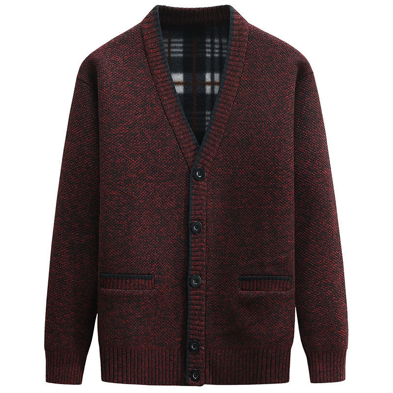 Button Front V-Neck Cardigan for Men - Long Sleeve - Image 4