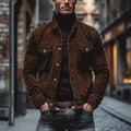 Corduroy Button-Down Jacket for Men - Chest Pockets - Image 2