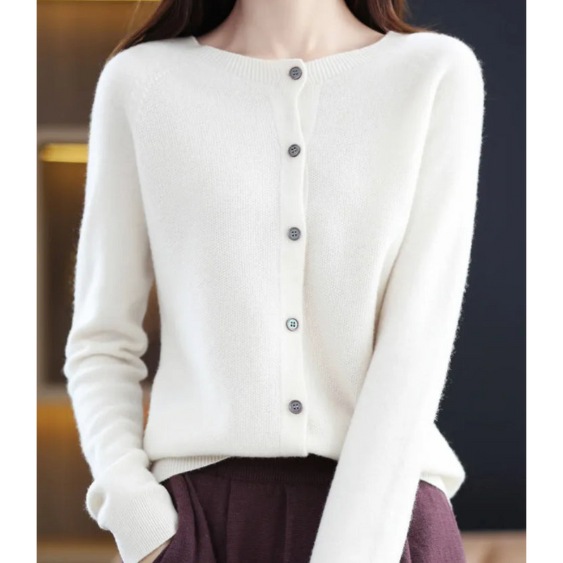 Button-Front Cardigan Sweater for Women - Long Sleeve - Image 3