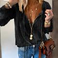 Lace Boho Blouse for women - Long Sleeve V-Neck Tie Neck - Relaxed Fit Ruffled Sleeve - Image 3