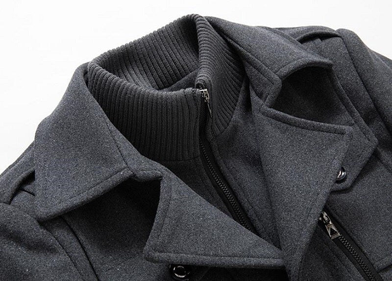 Pea Coat Overcoat for Men - Notch Lapel - Image 6