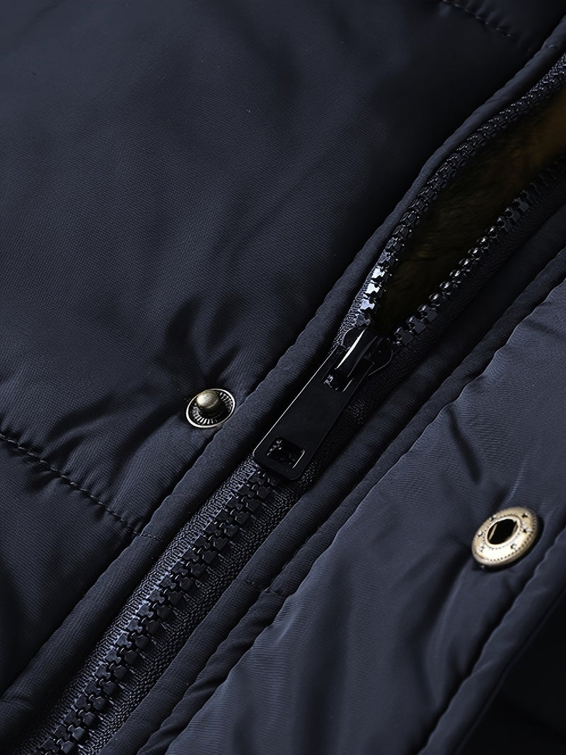 Puffer Hooded Jacket for Men - Faux Fur Hood - Image 8
