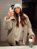 Sherpa Zip-Up Jacket for Women - High Collar - Image 6