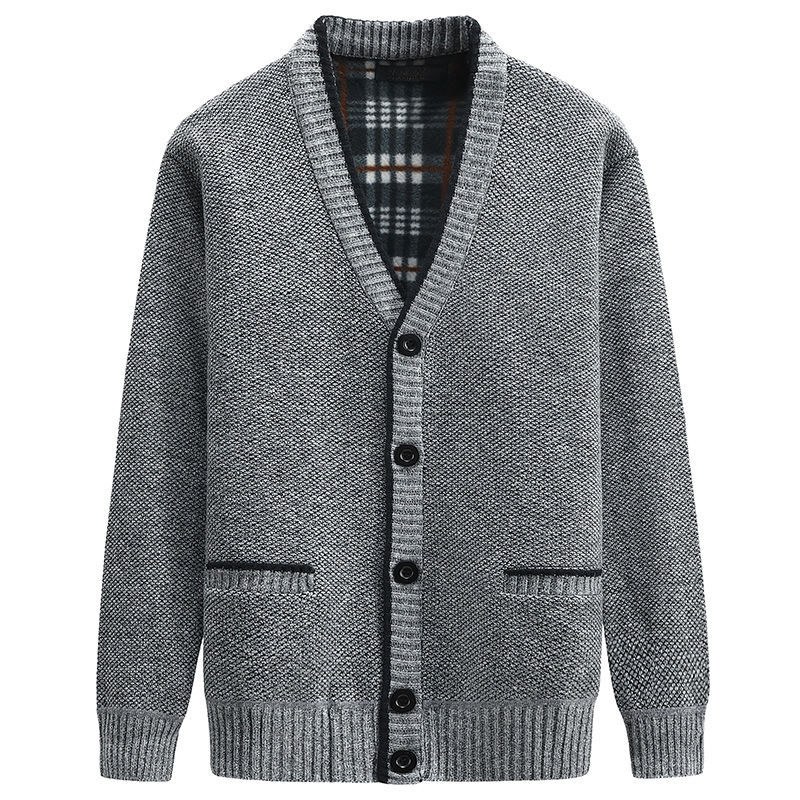 Button Front V-Neck Cardigan for Men - Long Sleeve - Image 1