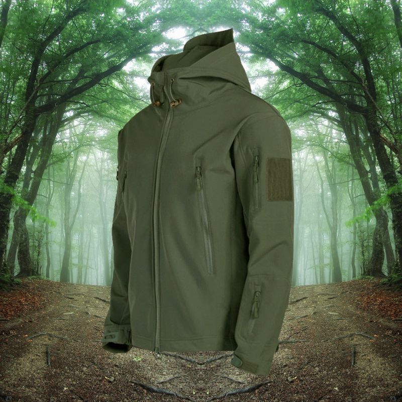 Hooded Tactical Jacket for Men - Full Zip - Image 17