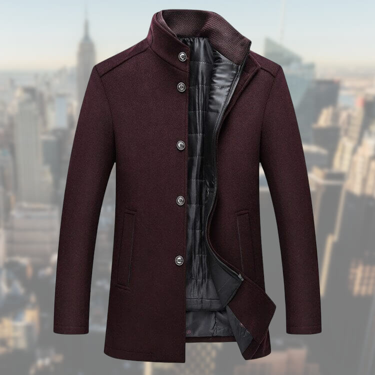 Button Front Overcoat for Men - Stand Collar - Image 4