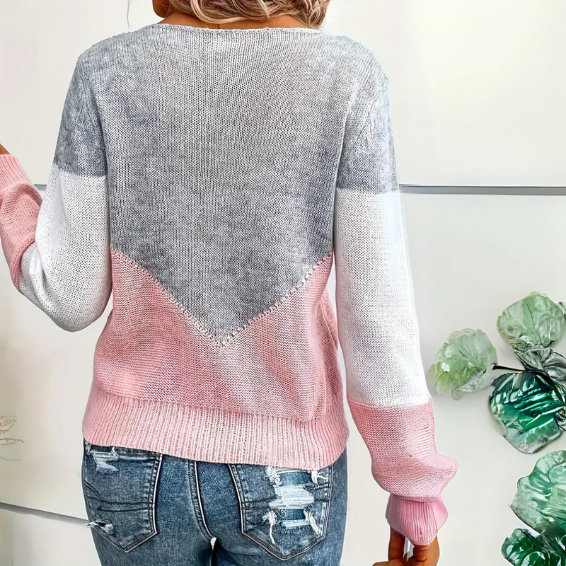 Color Block Sweater for Women - Crew Neck - Image 3