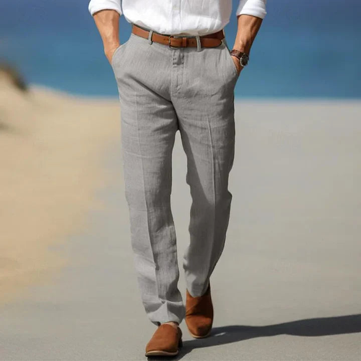 Relaxed Fit Straight Leg Pants for Men - Flat Front Casual - Image 5
