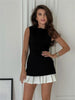 Sleeveless Mini Dress for women - A-Line Fit and Flare - Pleated Skirt Color Block - Image 1