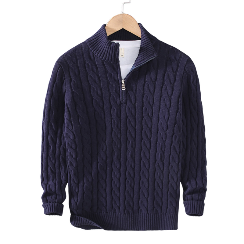 Cable Knit Sweater for Men - Quarter-Zip - Image 2