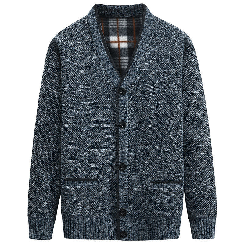 Button Front V-Neck Cardigan for Men - Long Sleeve - Image 5