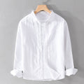 Button-Up Long Sleeve Shirt for men - Relaxed Fit - Cuffed Sleeves Straight Hem - Image 1