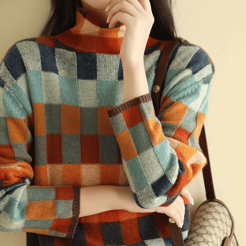 Pullover Sweater for Women - Color Block - Image 6