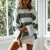 Striped Oversized Sweater for Women - Crew Neck - Image 1