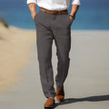 Relaxed Fit Straight Leg Pants for Men - Flat Front Casual - Image 6