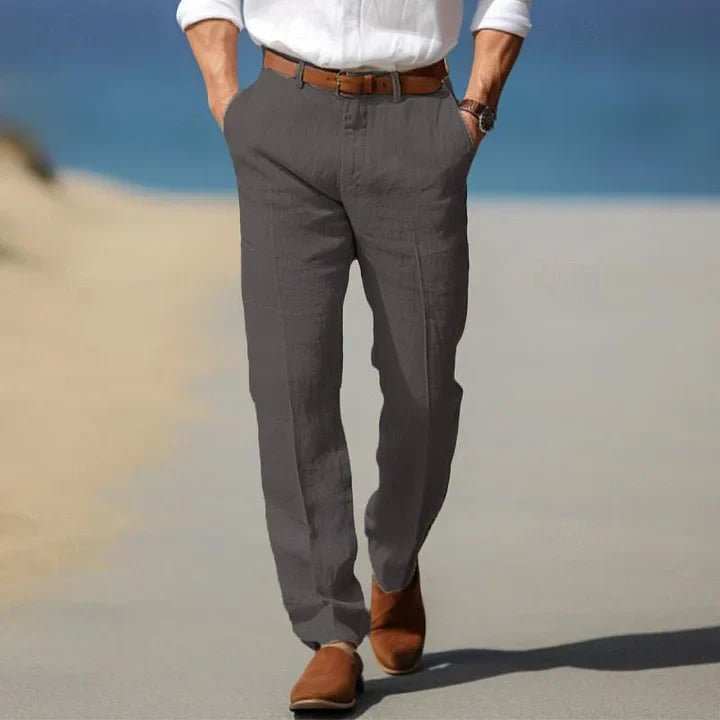 Relaxed Fit Straight Leg Pants for Men - Flat Front Casual - Image 6