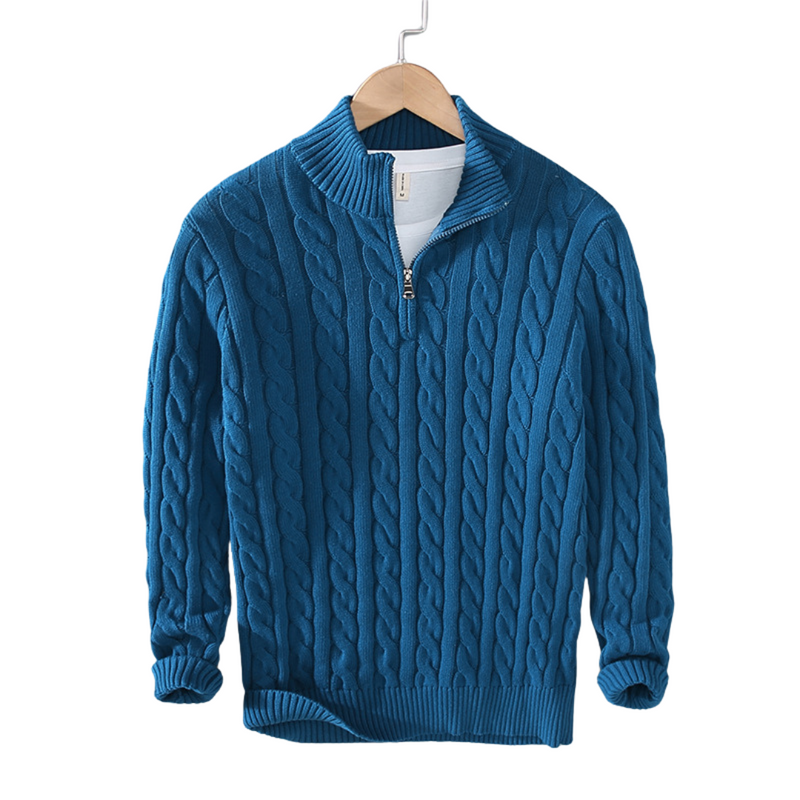 Cable Knit Sweater for Men - Quarter-Zip - Image 4