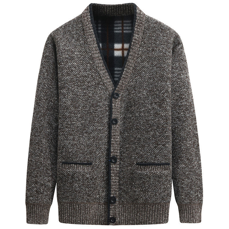 Button Front V-Neck Cardigan for Men - Long Sleeve - Image 2