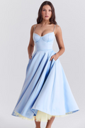 A-Line Midi Dress for Women - Spaghetti Strap Bustier Bodice - Image 6